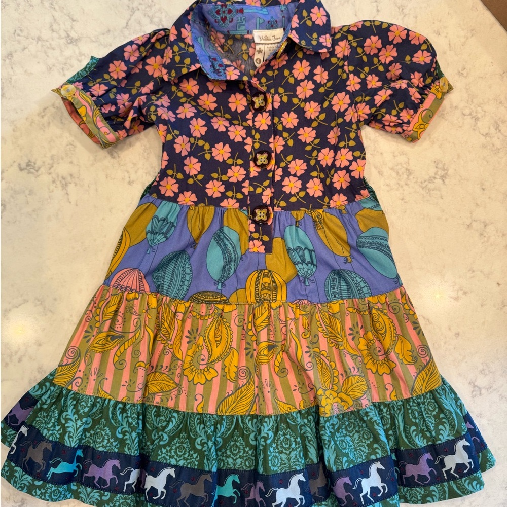 Matilda Jane Navy Floral & Multi-Tiered Pattern Dress